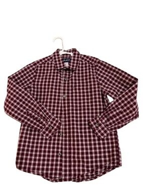 The Children's Place Maroon and White Plaid Shirt Boys Sz M 8 Classic Cotton